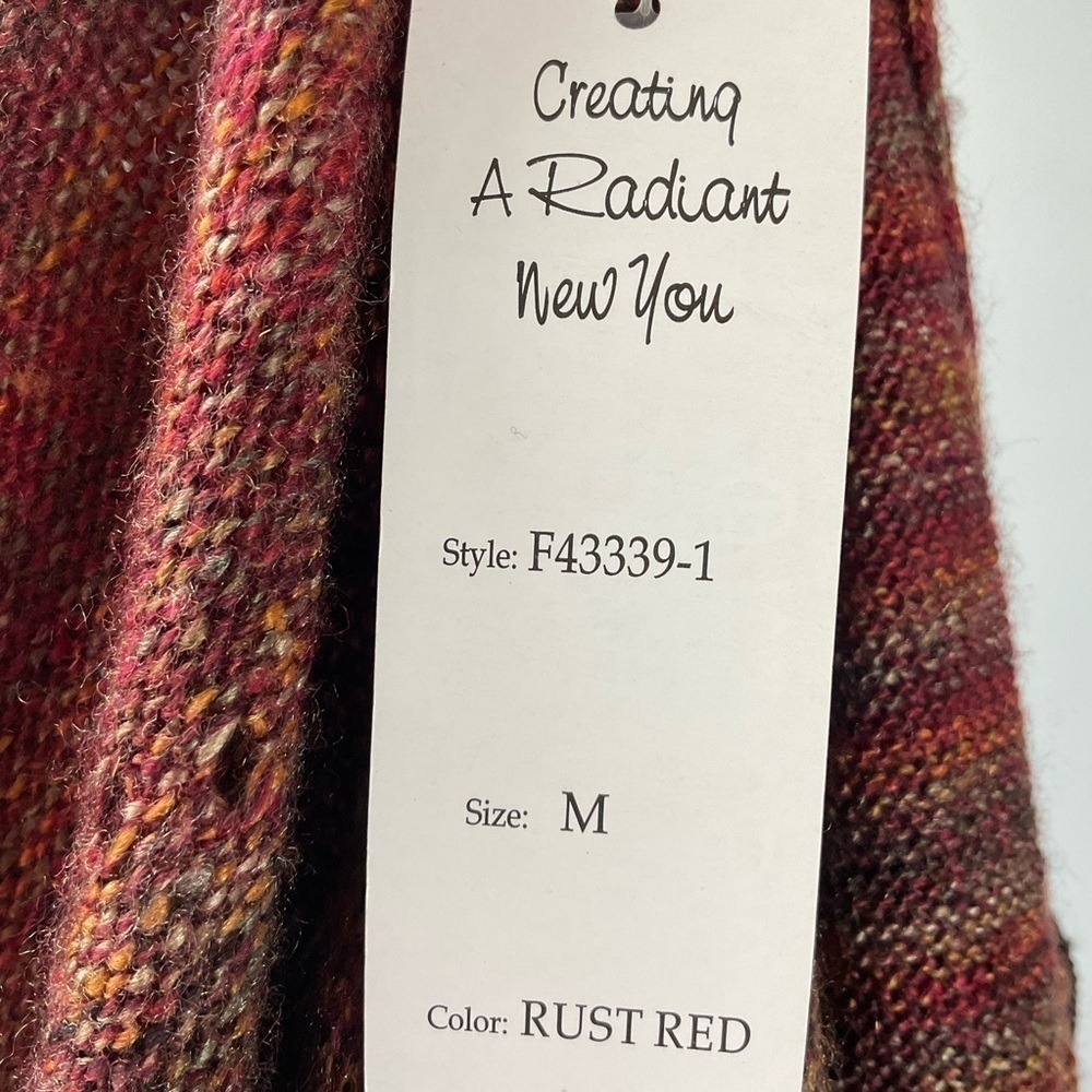 Ponsesa Open Front Cardigan in Rust Red size Medium - Picture 7 of 10